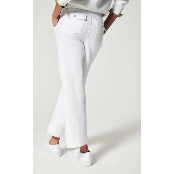 NWT SPANX Stretch Twill Cropped Wide Leg Pant Classic White 20312R Size XL - Picture 4 of 12